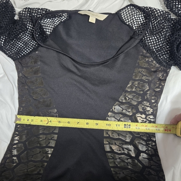 Nicki Minaj Black Mesh Sleeve Dress Bodycon Side Print Detail Sz Large - Picture 6 of 12